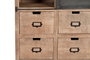 GINER Y COLOMER Buffet industriel en bois de manguier et métal, 4 tiroirs et 1 porte coulissante, couleur naturel, finition noyer foncé