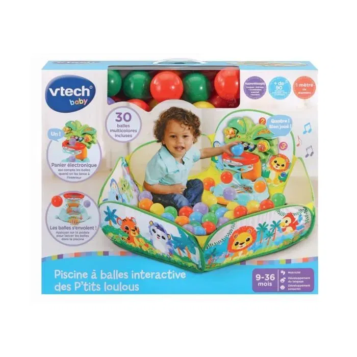VTech Baby Piscine à Balles Interactive des P'tits Loulous - Jeu éducatif avec 30 balles, lumières et sons pour enfants de 9 à 36 mois