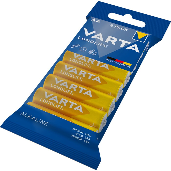 Varta Longlife AA LR 6, Pack de 8 piles alcalines Varta Longlife AA LR 6, Pack de 8 piles alcalines