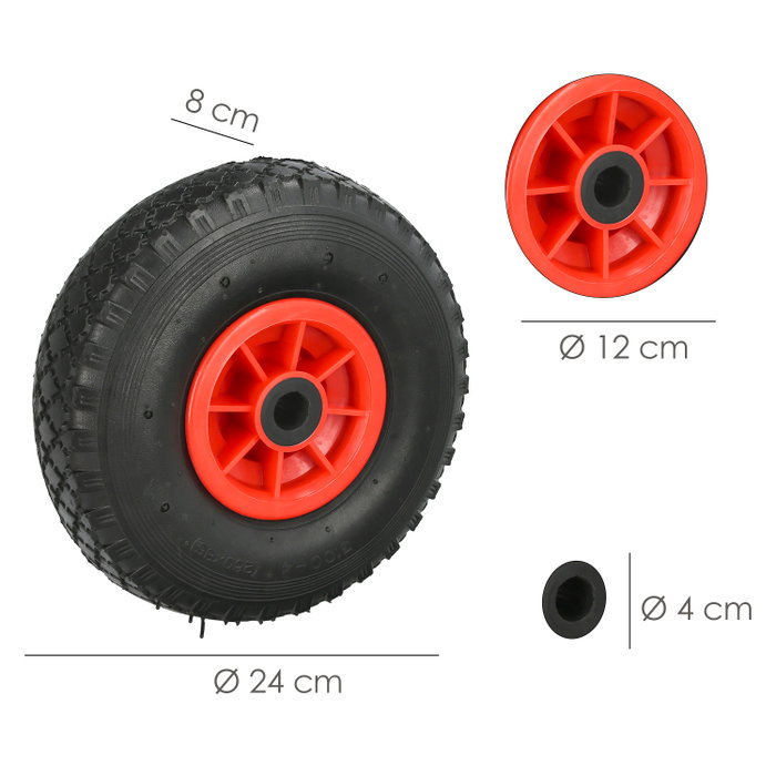 WOLFPACK LINEA PROFESIONAL Roue chariot sacs pneumatique, jante plastique 20 mm