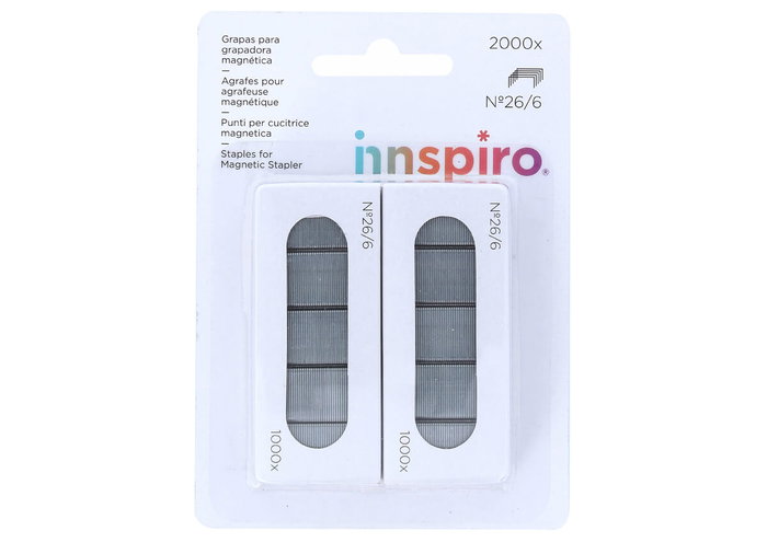 Innspiro Agrafes métalliques argentées 26/6, 2000 unités