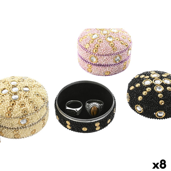 Boîte à bijoux Home ESPRIT Jaune Bleu Orange Rose Aluminium 7,5 x 7,5 x 5 cm (8 Unités)