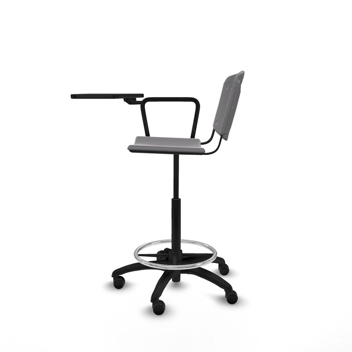 Tabouret Taburete Robledo Pivotant Chlorure de polyvinyle Gris clair Structure polyamide noire Non applicable Sans appui-tête Roulettes autofreinées