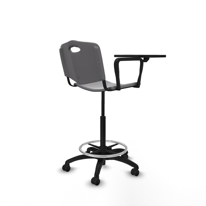 Tabouret Taburete Robledo Pivotant Chlorure de polyvinyle Gris clair Structure polyamide noire Non applicable Sans appui-tête Roulettes autofreinées