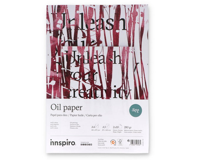 Innspiro Set de 2 blocs de papier pour huile A3 et A4, 10 pages 280g