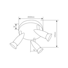 GSC Evolution Foco de techo triple circular Serie Kegla GU10 Níquel