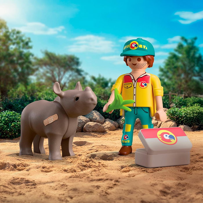 Playmobil Duo Pack Soigneur avec Rhinocéros