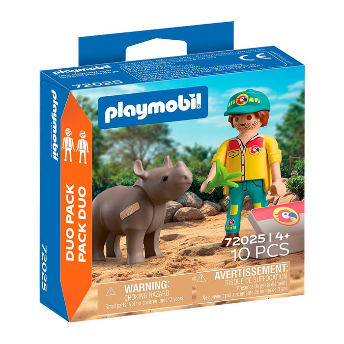 Playmobil Duo Pack Soigneur avec Rhinocéros