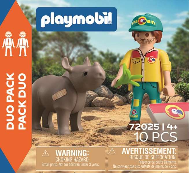 Playmobil Duo Pack Soigneur avec Rhinocéros