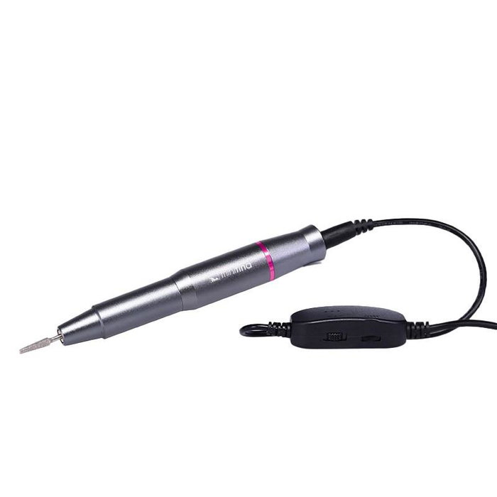 Perfect Beauty Torno de Uñas Minitina Gris - Manucure / Pédicure avec 25 000 RPM, Kit de 56 Limas Cylindriques et Fraises, Alimentation USB, 12.8 cm