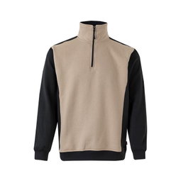 DUVER Sweat-shirt bicolore à demi-fermeture beige sable et noir, XL