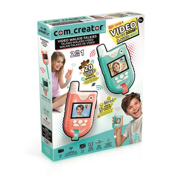 Canal Toys Walkie-talkies Vidéo avec Filtres et Effets Vocaux, Portée Audio 3 km, 2 Unités (Bleu et Rose)