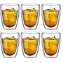 Bodum Set de 6 verres double paroi Pilatus - Verre borosilicate thermo isolant 0.25L - Transparent - Résistant micro-ondes et lave-vaisselle