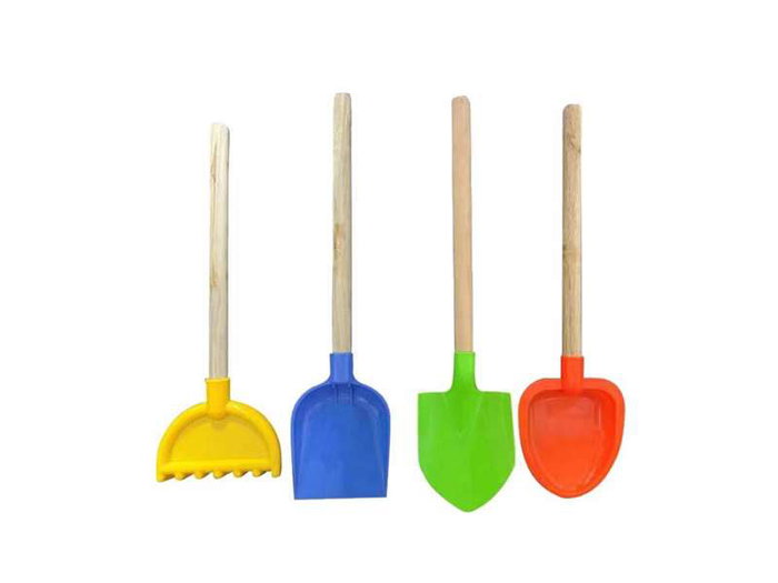 Poessa - Pelle et râteau de jardin en bois pour enfants, 42x10x4 cm - Modèles assortis (sans piles)