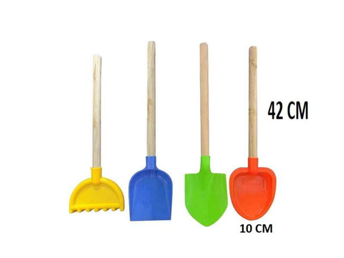 Poessa - Pelle et râteau de jardin en bois pour enfants, 42x10x4 cm - Modèles assortis (sans piles)