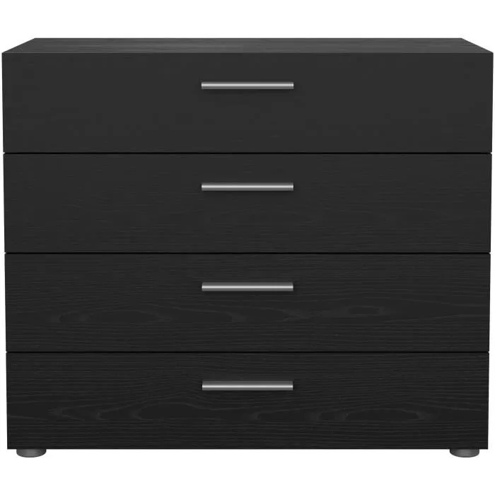 Commode PEPE 4 Tiroirs Noir Frêne L80 x P40 x H68 cm Rangement Moderne Commode PEPE 4 Tiroirs Noir Frêne L80 x P40 x H68 cm Rangement Moderne