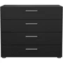 Commode PEPE 4 Tiroirs Noir Frêne L80 x P40 x H68 cm Rangement Moderne