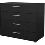 Commode PEPE 4 Tiroirs Noir Frêne L80 x P40 x H68 cm Rangement Moderne