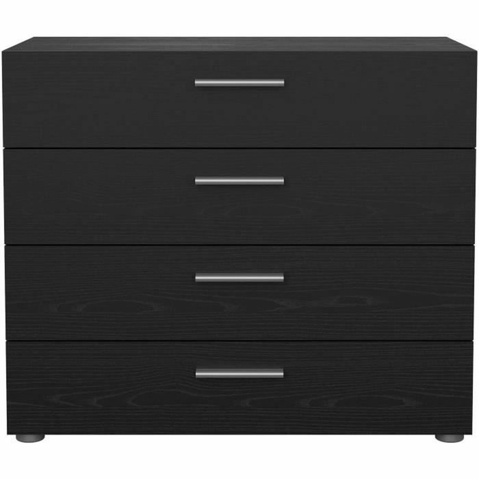 BigBuy Home Commode PEPE 4 Tiroirs - Noir frêne