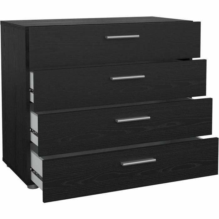 BigBuy Home Commode PEPE 4 Tiroirs - Noir frêne