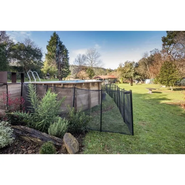 GRE - Barrière de sécurité souple pour piscine - 3 m x 1,33 m - Toile recoupable - 4 poteaux aluminium - Conforme NF P90-306