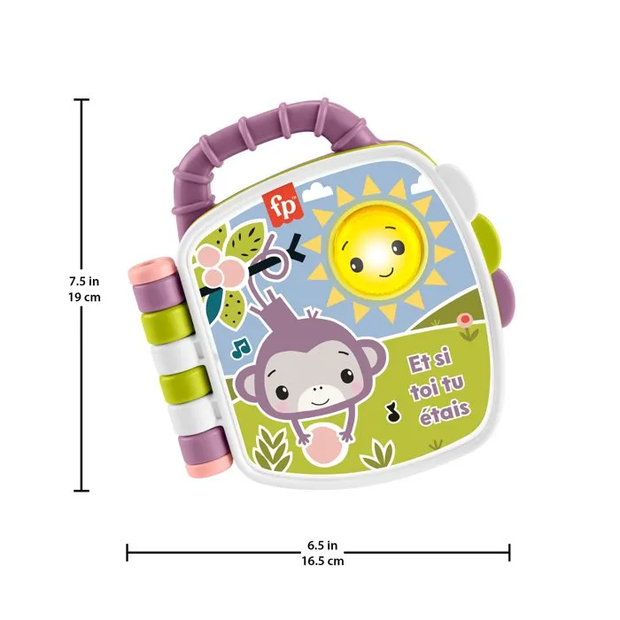 Fisher Price Livre Musical de Comptines Purple Monkey pour Enfants Dès 3 Ans - 2 Pages Illustrées pour Chant et Éveil Musical