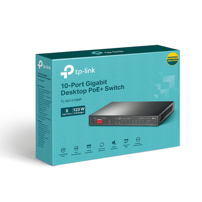 TP-LINK Switch Géré 8 Ports Gigabit PoE+ avec 2 Ports SFP TL-SG1210MP - Noir