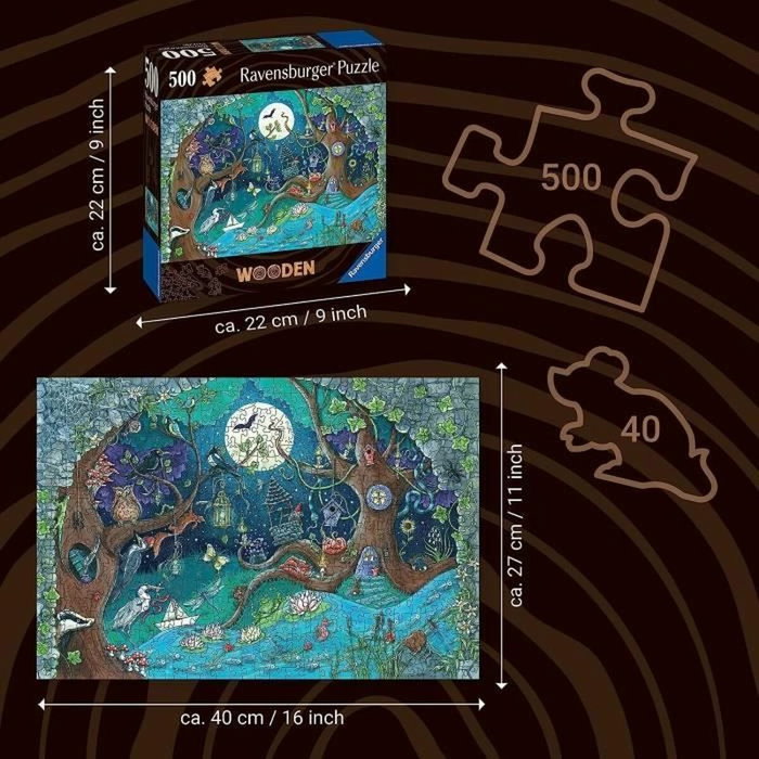 Ravensburger Puzzle en bois Forêt fantastique, 500 pièces avec 40 figurines en bois (whimsies) đeme haute qualité premium