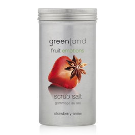 Greenland - Exfoliant Scrub Salt 400 aux fraises et anis - Exfoliant corporel à base de sel marin fin naturel - 98% d'ingrédients d'origine naturelle