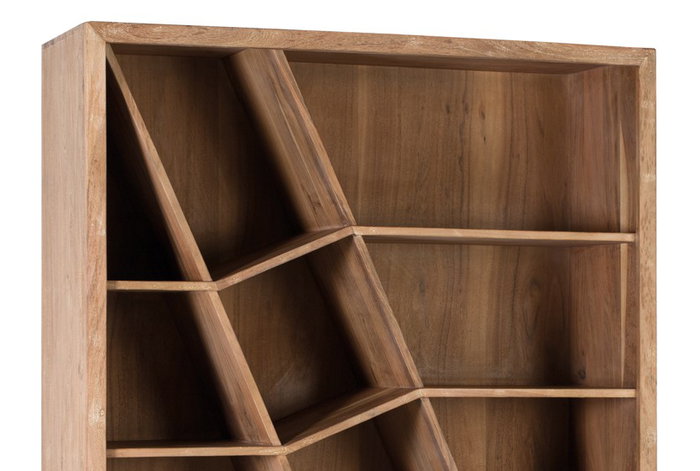 GINER Y COLOMER - Bibliothèque en bois d'acacia massif, couleur naturelle - Dimensions : 180x120x40 cm - Poids : 104 kg - Livrée assemblée et prête à l'emploi