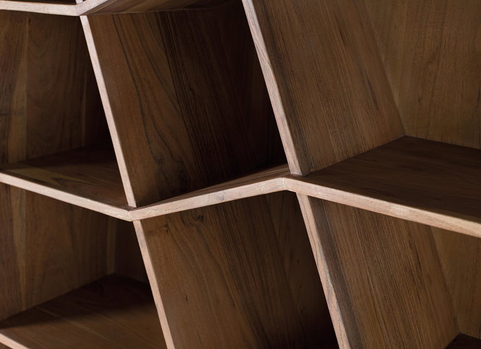 GINER Y COLOMER - Bibliothèque en bois d'acacia massif, couleur naturelle - Dimensions : 180x120x40 cm - Poids : 104 kg - Livrée assemblée et prête à l'emploi