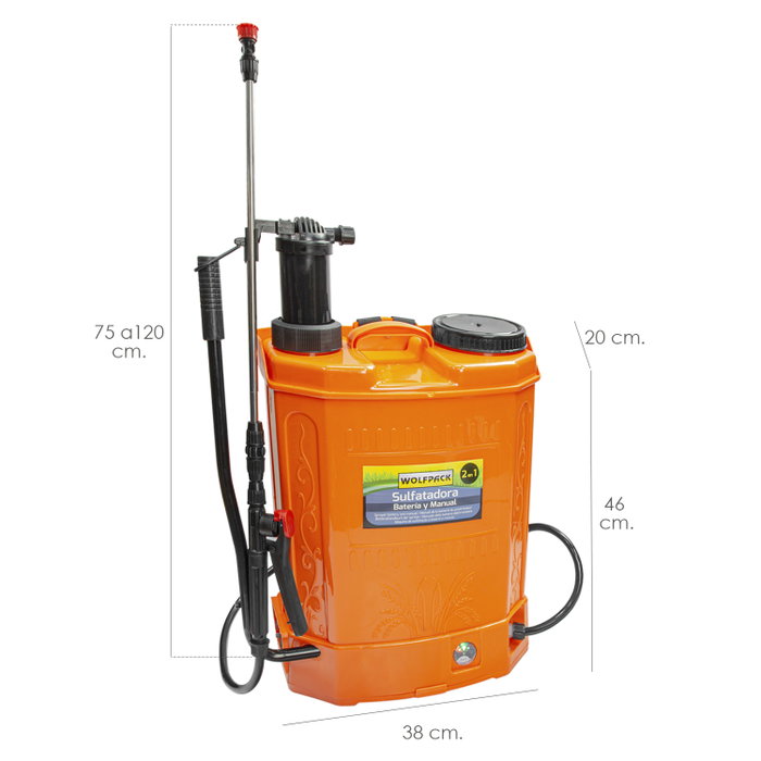 WOLFPACK LINEA PROFESIONAL Sulfatadora électrique à batterie 12V/8Ah, 16L