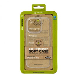 Muvit Recycletek Coque pour Apple iPhone 16, 100% matériaux recyclés, Protection souple et éco-responsable