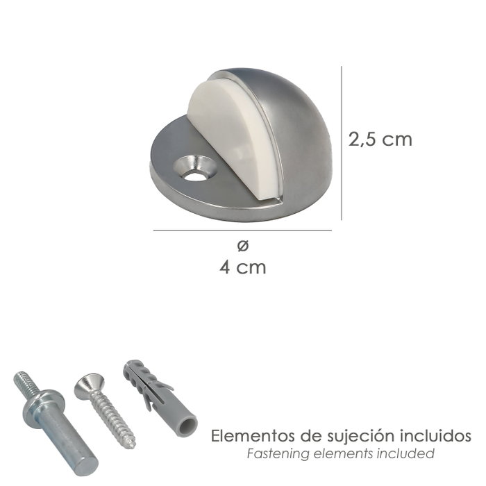 WOLFPACK LINEA PROFESIONAL Butoir de porte à visser en acier inoxydable argenté mat
