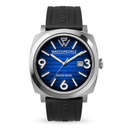 Watchpeople Montre Analogique Femme - Bracelet Noir et Cadran Bleu