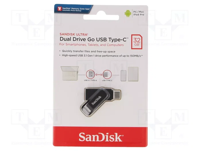 SanDisk Ultra Dual Drive Go 32Go USB Type-C et Type-A