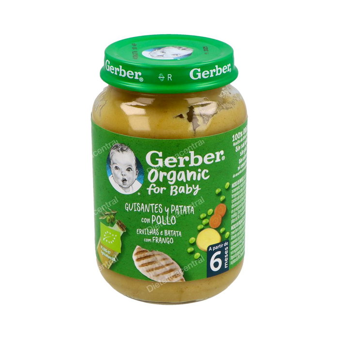 GERBER - Petit Pot Bébé Bio 190g Pois Plat Poulet - Nutrition Infantile