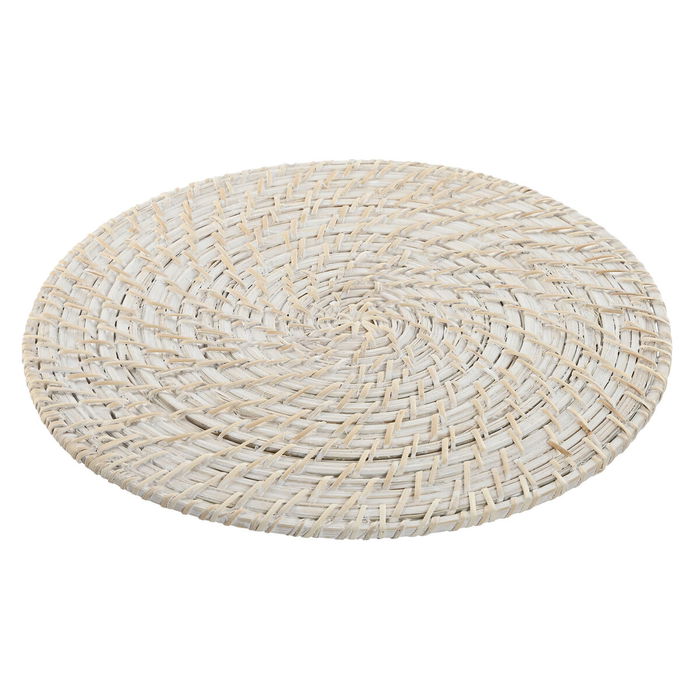 Dessous de plat Home ESPRIT Blanc Naturel Bambou Rotin 34 x 34 x 1,5 cm