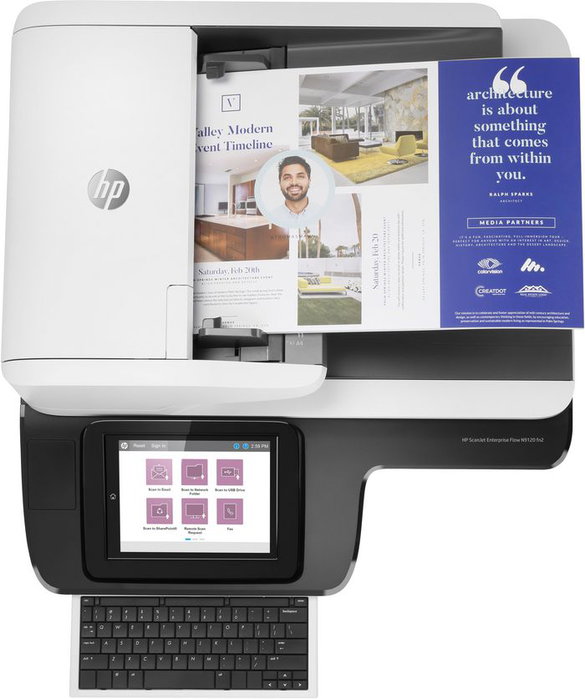 HP Scanner de document Scanjet Enterprise Flow N9120 fn2 avec disque dur de 500 Go et numérisation vers le cloud HP OXP