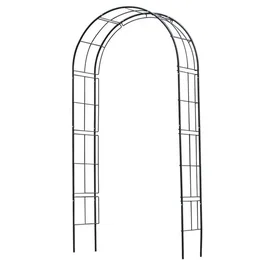 Nature - Arche de jardin pergola en acier galvanisé époxy pour plantes grimpantes, Noir 113 x 38 x H 229 cm