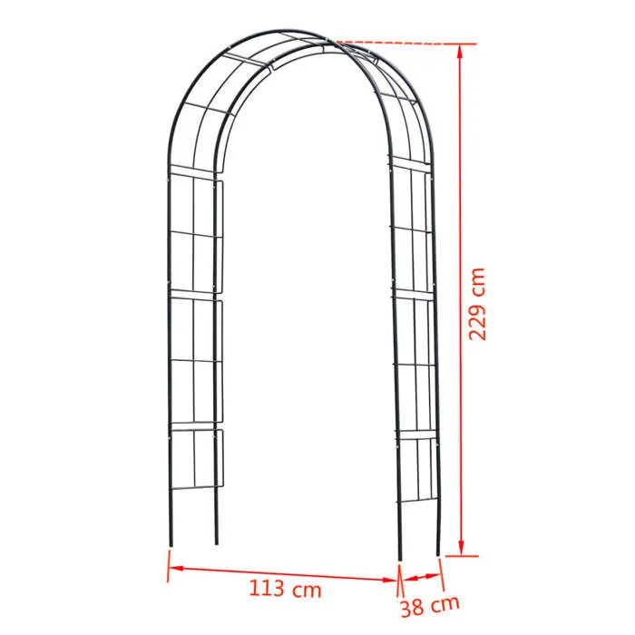 Nature - Arche de jardin pergola en acier galvanisé époxy pour plantes grimpantes, Noir 113 x 38 x H 229 cm