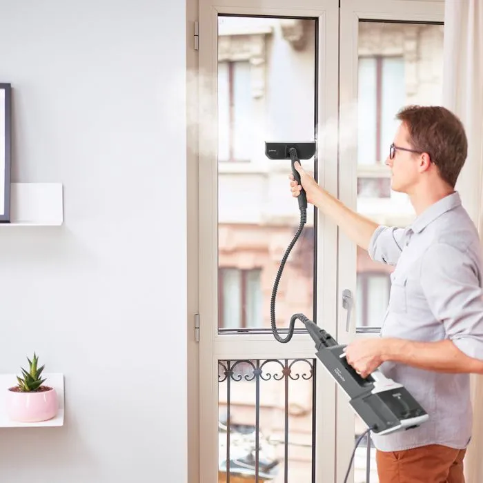 Polti SV660 Style Balai Vapeur Nettoyeur Main 2 en 1, 1500 W, Reservoir 0.5 L, Câble 6 m, Pour Tous Sols, Gris/Blanc