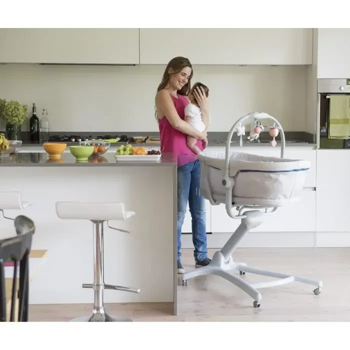 Chicco Baby Hug 4 en 1 - Transat, Berceau et Chaise Haute Évolutif - Couleur Glacial