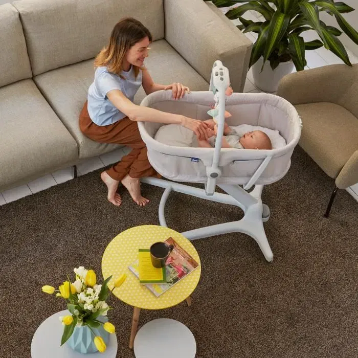 Chicco Baby Hug 4 en 1 - Transat, Berceau et Chaise Haute Évolutif - Couleur Glacial