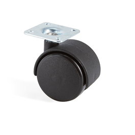 Q&Q Roulette pivotante modèle Kelly Ø45 Double roue en plastique noir Avec/sans frein