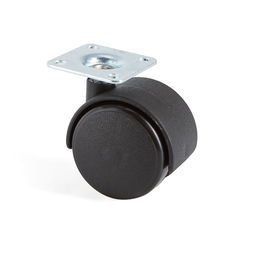 Q&Q Roue Pivotante Modèle Kelly Ø45 Double Jante Plastique Noir Sans Frein