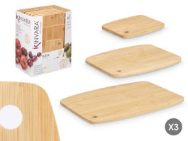 Kinvara Set de 3 planches à découper en bambou 37x3,5x28 cm (Set de 12)