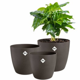 Elho Lot de 3 pots de fleurs ronds The Coffee Collection - Espresso Brun