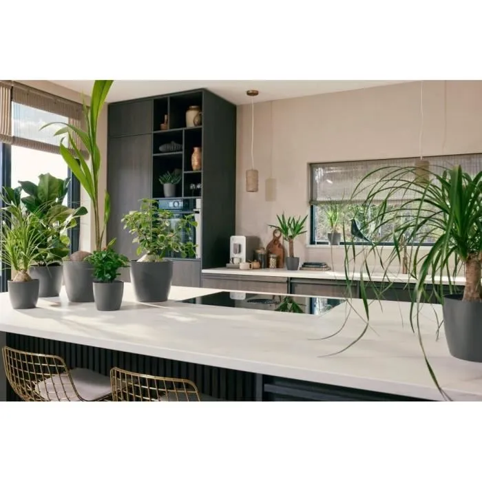 Elho The Coffee Collection - Lot de 3 pots de fleurs ronds en marc de café recyclé - Couleur espresso - Ø14xH12,6cm, Ø16xH14,7cm, Ø18xH16,8cm - 7 litres