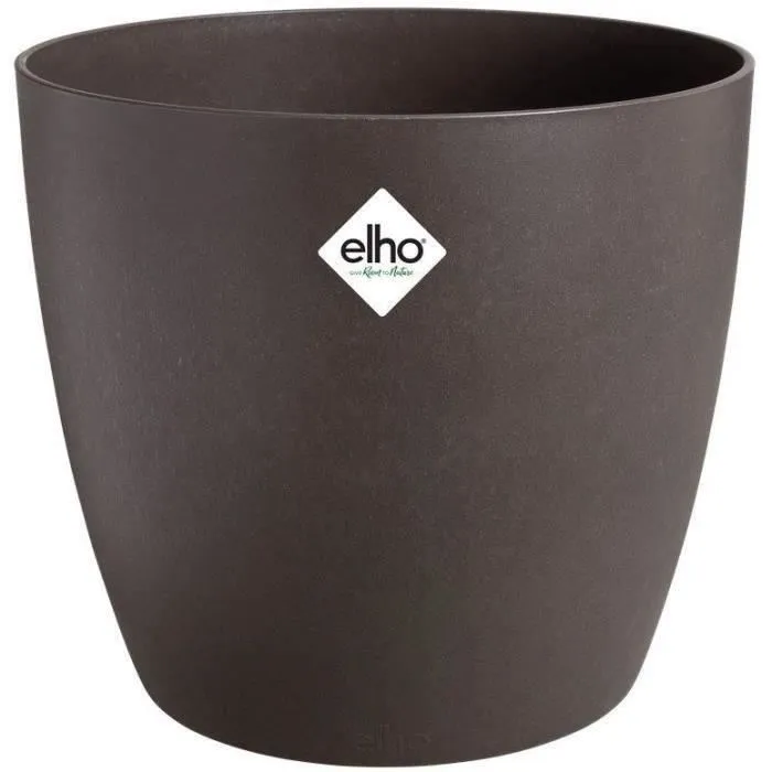 Elho The Coffee Collection - Lot de 3 pots de fleurs ronds en marc de café recyclé - Couleur espresso - Ø14xH12,6cm, Ø16xH14,7cm, Ø18xH16,8cm - 7 litres